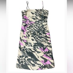 JS Collections Vintage Black and Purple Abstract Spaghetti Strap Dress